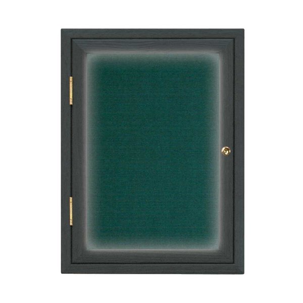 United Visual Products Single Door Enclosed Radius EZ Tack Board, 36"x36", Header, Black/Black UV7012EZ-BLACK-BLACK